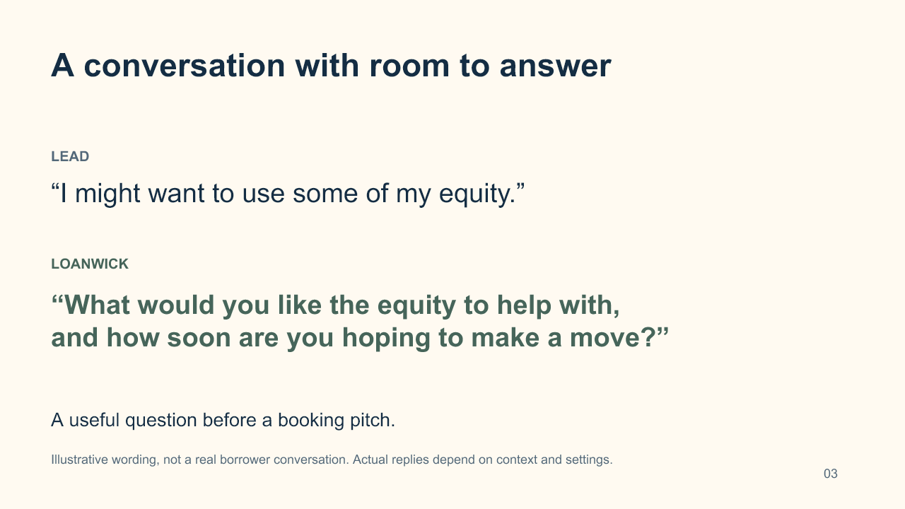 Slide 3: A conversation with room to answer